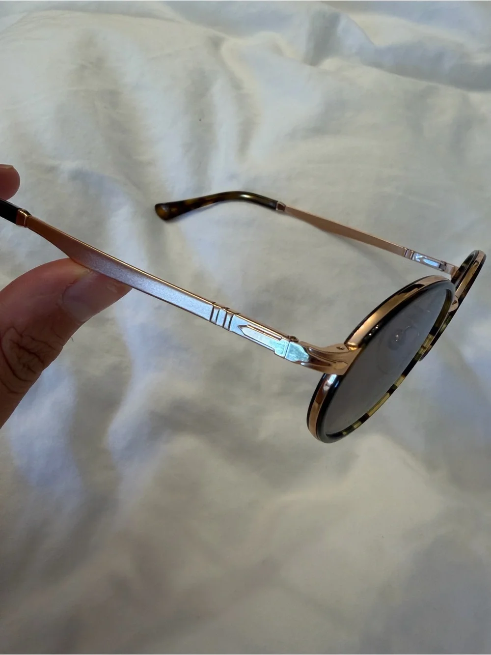 **Persol** Oval Tortoise + Copper Sunglasses w/ Brown Lens